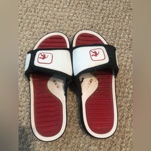 Used size Andi black & red slides for men size 7